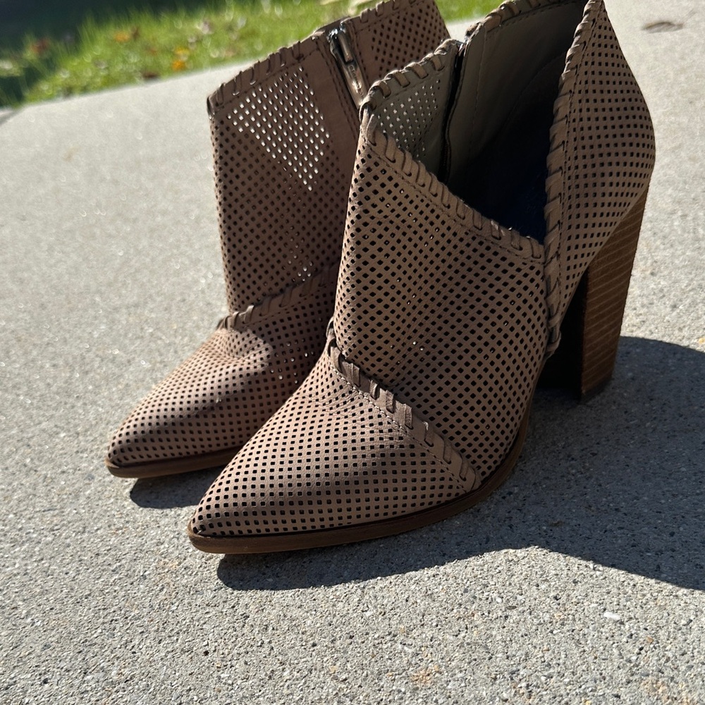 Vince Camuto Taupe Perforated Ankle Boot